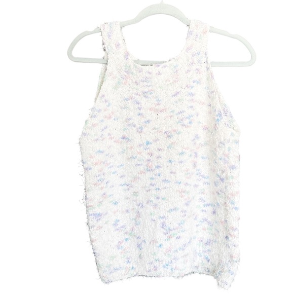Vintage Handmade Knitted Wool Confetti Pastel Tank Top Sweater Sz M - Picture 3 of 4